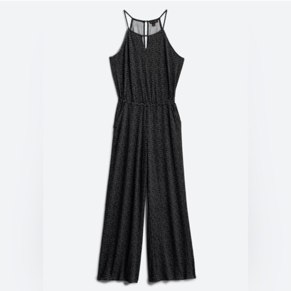 Goldray Lowrey Knit Jumpsuit Black White Polka Dot Sleeveless Size Large